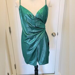 Shine All the Time Shiny Green Bodycon Mini Dress